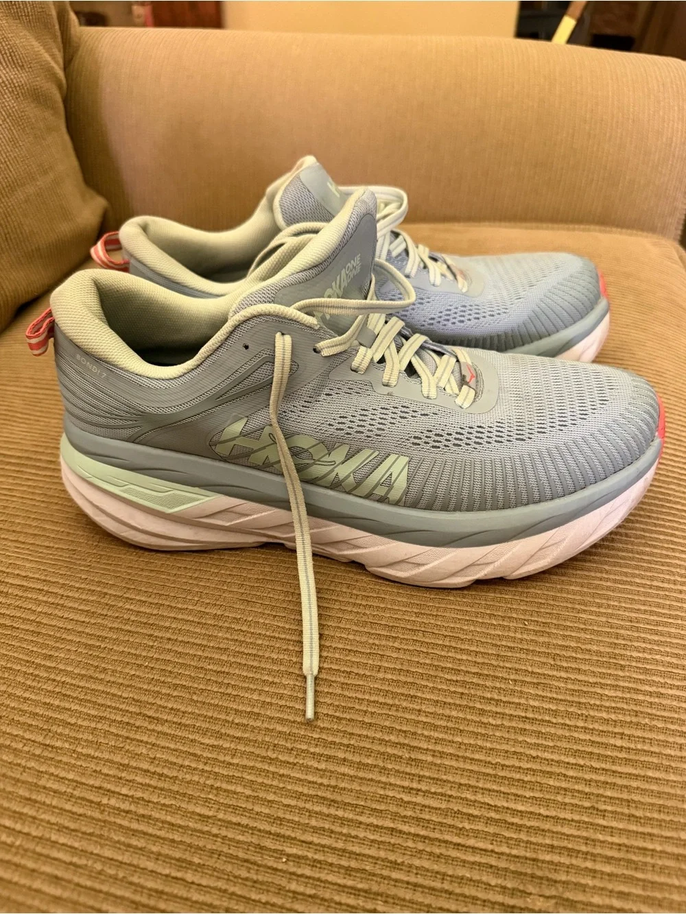 Hoka One One Bondi 7 Women's sneakers - size 9 D (wide) - blue fog/blue grass